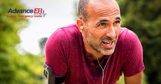man hot sweating during summer overheating and dehydrated
